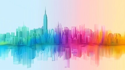 Wall Mural - abstract colorful city background, abstract colorful background with rainbow, city skyline