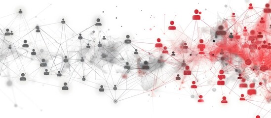 Wall Mural - Abstract Network of Connected People in Red and Grey