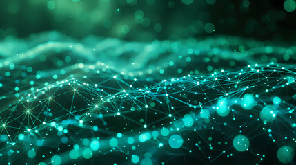 Blue lines and nodes form abstract geometric shapes in this simple network. A dark blue background with hi-tech digital connectivity gives a futuristic feel. Details are sharp and clear.