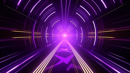 Wall Mural - Futuristic Neon Tunnel with Glowing Purple Light and Dynamic Patterns