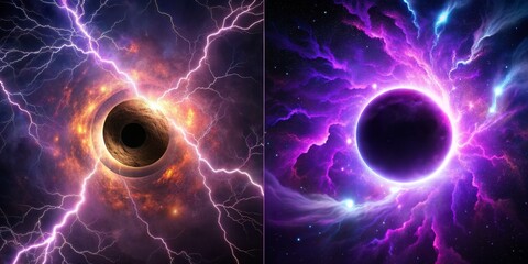 Cosmic Eye Digital Art, Two Worlds, Black Hole, Energy, Nebula, Stars, Space