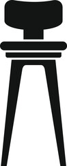 Sticker - Simple black silhouette icon of a bar stool on a white background