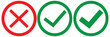 © Pixel Paradise - tick and cross button. set of green and red check box with yes and no sign. vector symbol on transparent background.