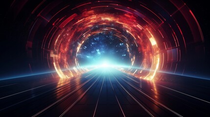 Wall Mural - Futuristic Light Tunnel Leading Into a Digital World