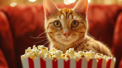 Poster - cat with popcorn