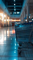 Wall Mural - Collection of Shopping Carts in an Empty Mall