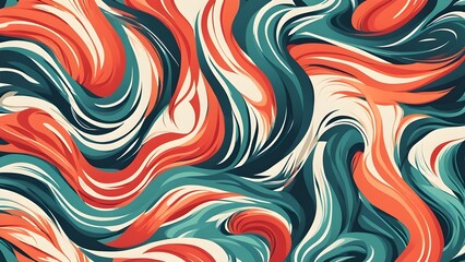 Wall Mural - Wavy and swirled brush strokes vector seamless pattern. Bold curved lines and squiggles ornament.