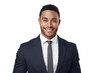 © venusvi - successful-looking businessman of mixed ethnicity, wearing a sharp suit and tie, confidently smiling against a clean white background. isolated on clean background