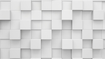 Abstract 3D white geometric cube pattern background. Futuristic design with square shapes creating a modern and clean texture effect.