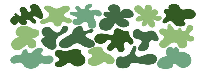 Wall Mural - abstract vector graphic of irregular, asymmetric green blob. organic form resembles a tree or shrub.