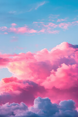 Wall Mural - Dreamy pink and blue clouds in a vibrant sunset sky. A beautiful and serene natural landscape capturing the essence of peace and tranquility.