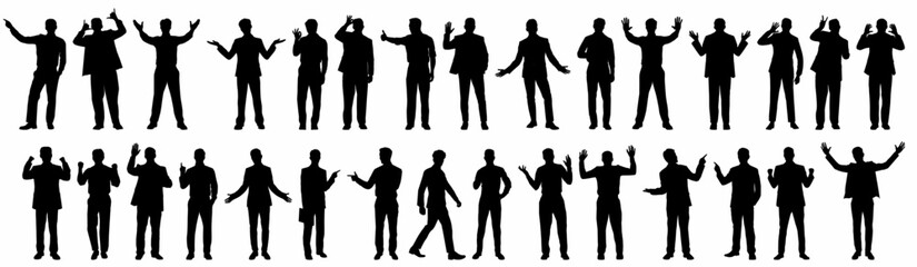 Wall Mural - silhouettes of people working group of business people vector illustration on isolated white background.