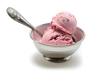 strawberry ice cream scoop in a bowl AI generative