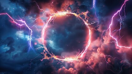 Wall Mural - Lightning Ring in the Stormy Sky