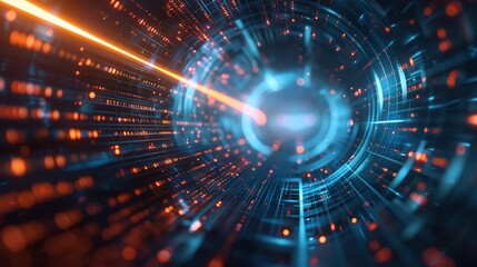 a futuristic technology grid, shown as an abstract image with blue and digital elements