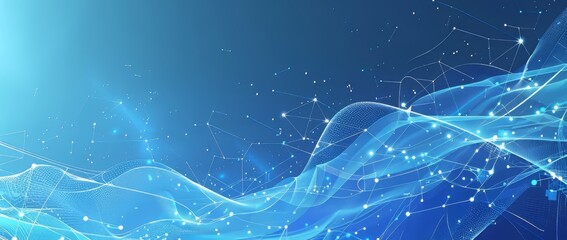 Wall Mural - abstract illustration of connected lines and dots on a black background