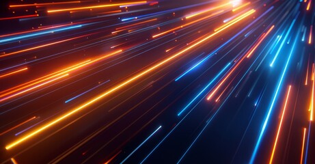 Wall Mural - 3d rendering of a flying into a digital technologic tunnel. abstract background with lines represent