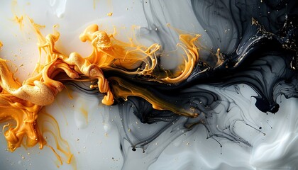 Wall Mural - Abstract picture of two colors mixing in ink or liquid form.