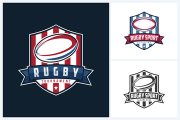 Wall Mural - Rugby logo sport design template, rugby emblem vector, rugby tournament badge logo design vector illustration