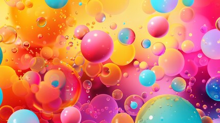 Canvas Print - Bubbles in various sizes and colors on a vibrant and colorful abstract background. Use for designs and presentations.