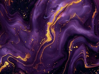 Canvas Print - An abstract hand painted background with marble texture and neon violet and blue creative painting