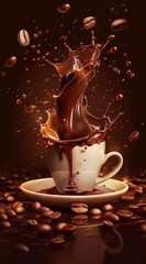 Poster - a cup of coffee with a splash of chocolate