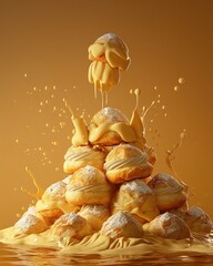 Sticker - a pile of pastries with a splash of milk