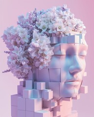 Wall Mural - a womans face with flowers