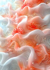 Wall Mural - A pink and white wave with a flower on it