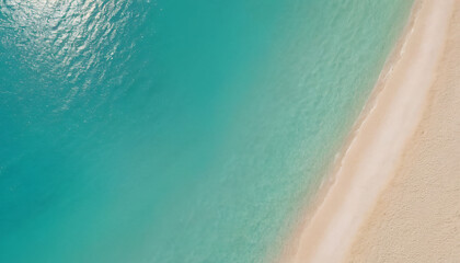 Canvas Print - aerial view of a beautiful beach with tuqueza-colored water and white sand, space for copy, background for text