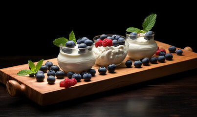 Sticker - three bowls of yogurt with berries