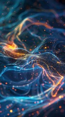 Wall Mural - abstract visualization of network traffic, swirling shapes and colors representing data packets flow
