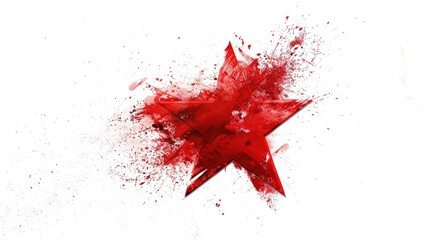 Wall Mural - A bright red star covered in thick layers of red paint