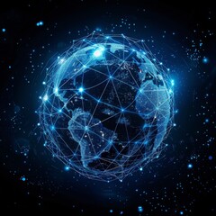 Wall Mural - planet earth glowing from digital connections in cyberspace