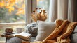 © Lifia - Cozy autumn reading nook with blankets and hot drink by a window