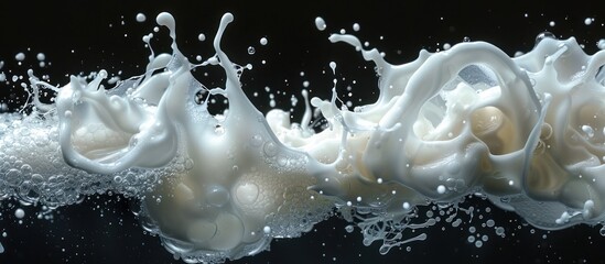 Wall Mural - Milk Splash on Black Background