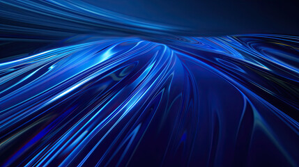 Poster - Abstract technology futuristic glowing blue and red light curved lines with speed motion blur effect on dark blue background. Vector illustration