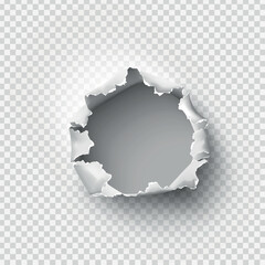 Wall Mural - ragged Hole torn in ripped paper on transparent background