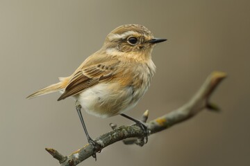 Poster - A brown and white bird sits comfortably on the top of a tree branch, enjoying its surroundings