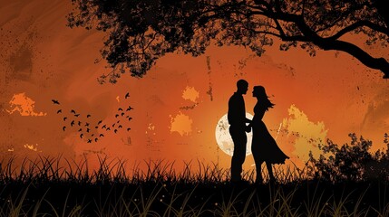 Poster - Couple silhouette