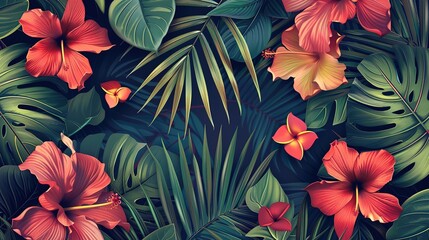 Poster - tileble Tropical design, tropical colors