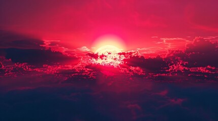 Wall Mural - Blood Red Sunset with Clouds