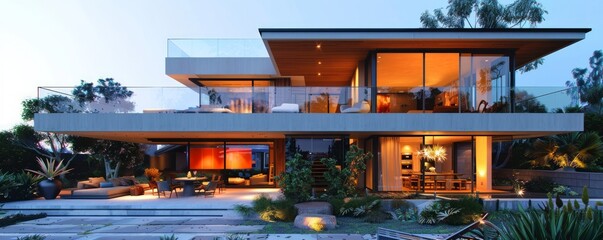 Wall Mural - Modernist beach house with sleek design.