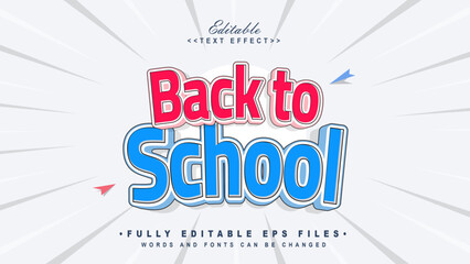 Wall Mural - editable red and blue back to school text effect