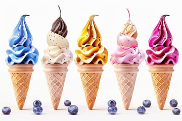 Wall Mural - Ice Cream Cones with Blueberries