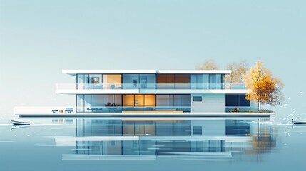 Efficient system solutions, flat design, side view, structure theme, water color, Split-complementary color scheme