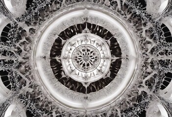 Wall Mural - background white black fractal colours artistic compass abstract artwork circles art chaos