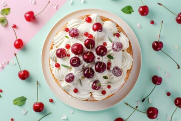 Canvas Print - A sweet treat topped with creamy whipped cream and juicy cherries