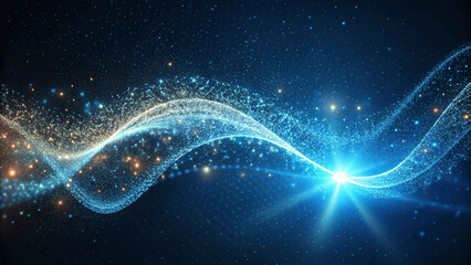 digital particles wave and light abstract background