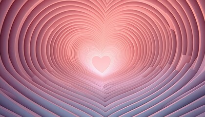 Wall Mural - Monochrome horizontal background of heart shaped tunnel. Rainbow romantic pattern. Pink pastel colors 